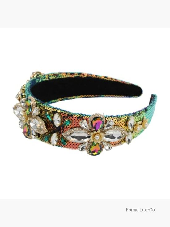 Pearl Bead Crystal Flower Headband Luxury Rhinestone Bling Hair Accessory main image 4